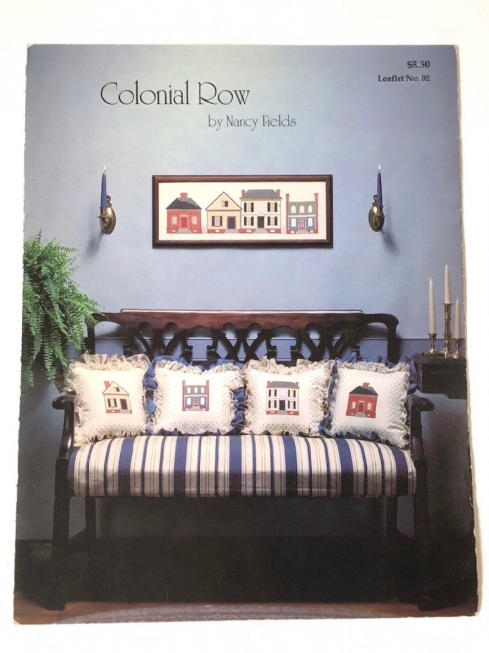 Vintage 1984 Cross Stitch Patterns Colonial Row Houses Needles & Co. Leaflet #2